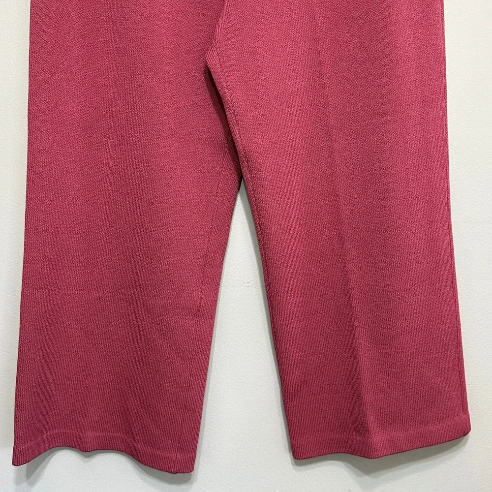 St. John Collection Rose Pink Cropped Wide-Leg Pants